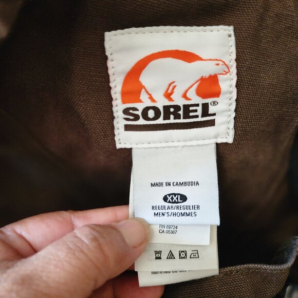 Sorel Overall Bibs Mens XXL Brown Quilted Lined Canvas Double Knee Workwear - Picture 2 of 15